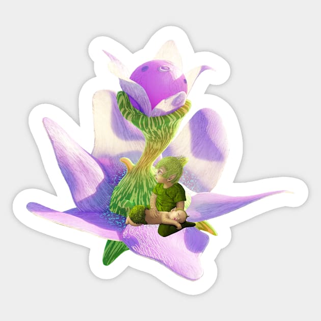 In the world of fantasy, wonderful flower Sticker by Nicky2342